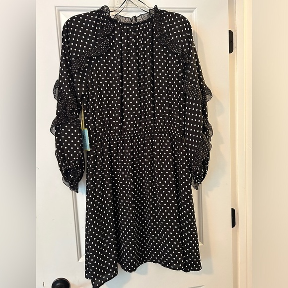 Cece polka dot French cafe dress/ Rich Black with white dots Size Medium - Picture 6 of 16